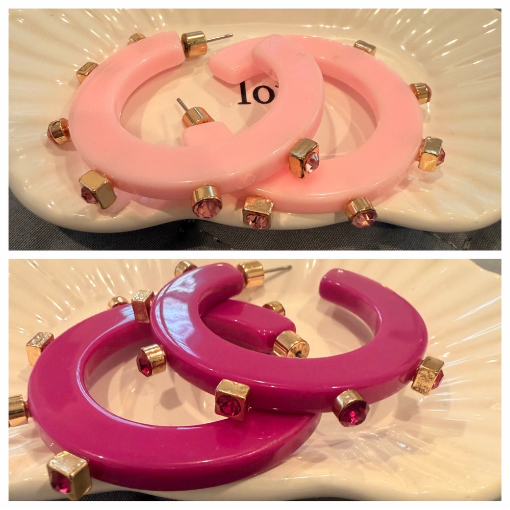 Chic Pink and Fuchsia Studded Hoop Earrings
